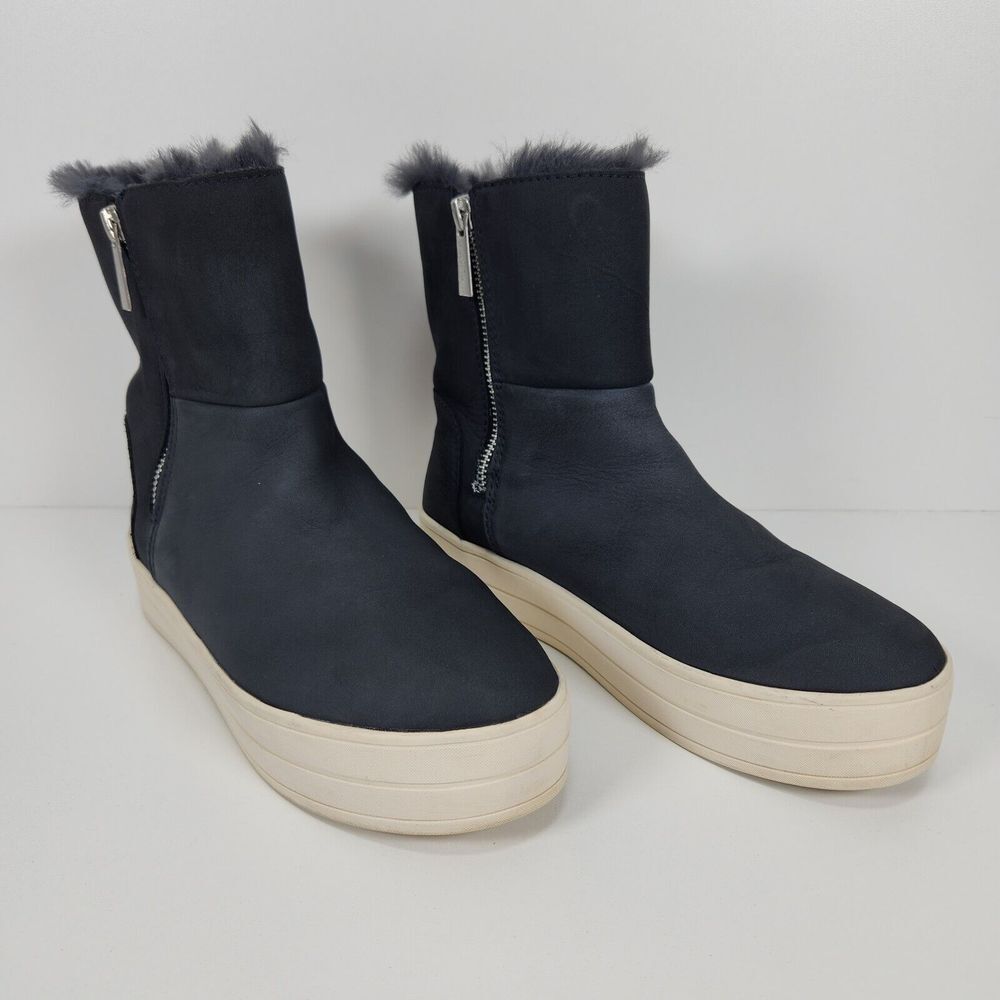 J/Slides NYC Womens Size 7 Henley Navy Platform Boots Shoes Charcoal Gray